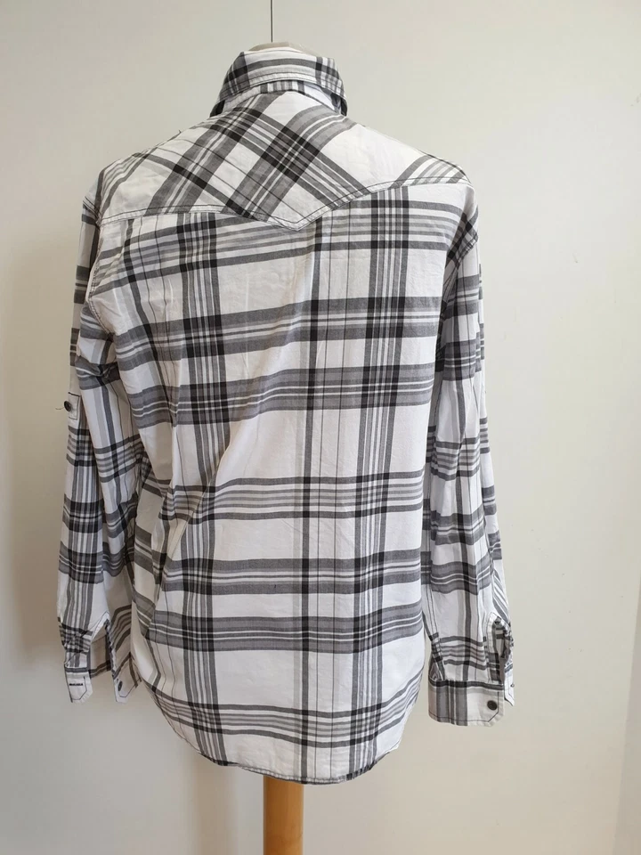 O921 MENS MOSSIMO SUPPLY CO WHITE GREY CHECK LONG SLEEVE SHIRT UK M EU 50 - Image 2 of 3