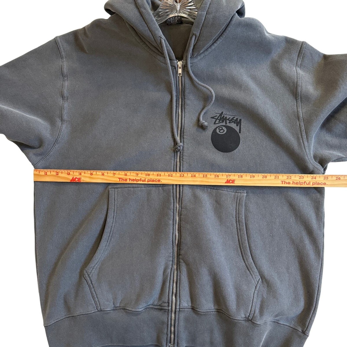 Stussy 8 Ball Pigment Dyed Hoodie NEW Size XXL Zip Front NWT