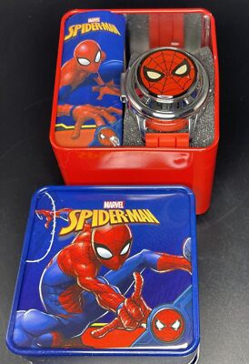 Marvel Spiderman Face Spinner Flip Cover LCD Youth Watch Red Band In Collectable