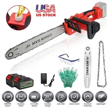 16" Cordless Chainsaw Electric Handheld Chain Saw with 2 Batteries & Charger