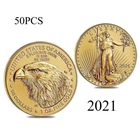 50pcs 2021 1oz The United States Statue of Liberty Gold Plated Coin - USA Eagle