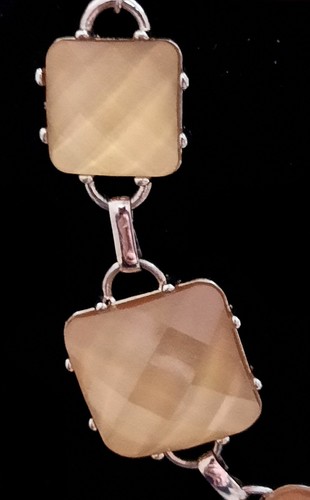 Nina Ricci Yellow Gold Color Faceted Lucite Chain Linked 20" Necklace 5 Squares - 第 3/10 張圖片