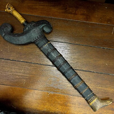 17-1800s Highly Rare Antique Hand Made Indonesia Kris Keris Dagger, No Sword