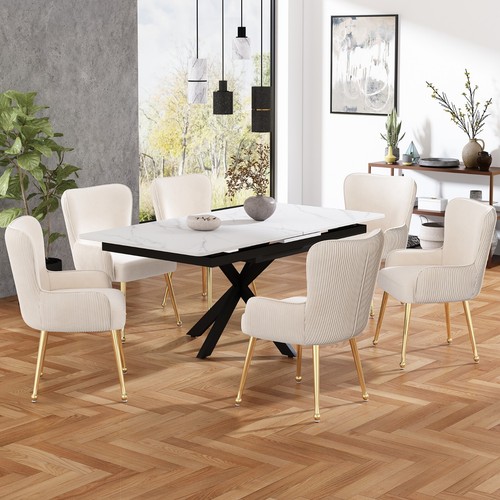 Samt-Esszimmerstuhl, 2er-Set, luxuriös, Wohnzimmer, Schlafzimmer, Lounge-Stuhl - Bild 2 von 11