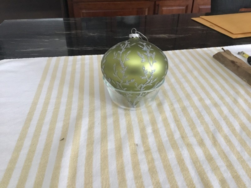 lite green/silver glitter glass onion ornament 