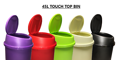 Plastic Touch Top Bin 45 Liter Blue Rectangular Kitchen Dust Waste Rubbish Bins 