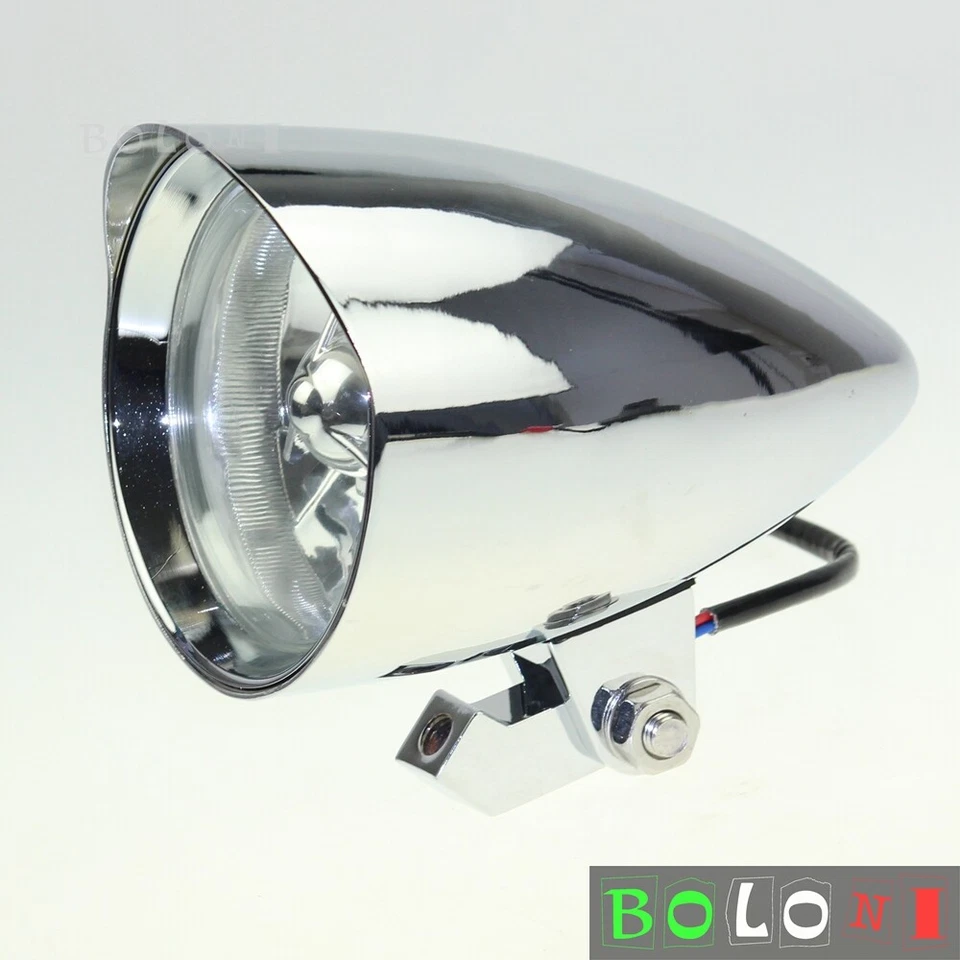 Lámpara de faro bala visera cromada de 4,5" para Harley Dyna Bobber Chopper Foto 4 de 4
