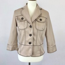 Maggy London Light Brown Tan Button Up Blazer Women's Size 10