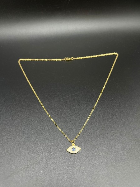 Alternate view of Gold Plated Evil Eye Necklace Gold 18'' Chain