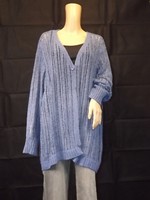 Ulla Popken 54+ 54/56 Tolle Strickjacke Cardigan Blau Langarm BäNdchengarn