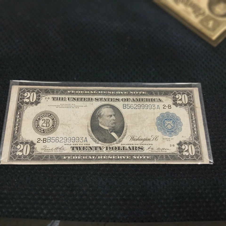 1914 Series $20 Federal Reserve Large Note United States No Reserve #C756-3 - Image 3 of 4