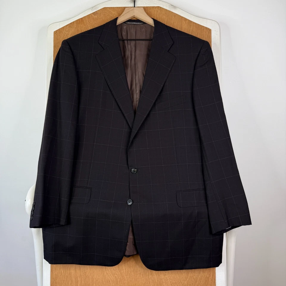 Traje Ermenegildo Zegna Para Hombre 48L Marrón Ventana 3 Botones Lana Lienzo 40x33 Foto 2 de 4