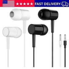 Wired Earphones 2 Pack 3.5mm Stereo Earbuds No Mic Tangle Free Cord
