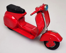 Vtg 1950's Bandai Vespa GS Red 8.5" Scooter Friction Drive Tin Toy Japan, Works