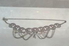 Vintage Silver Boho Belly Dance Hip Chain Belt Rhinestone Medallion Coin Tassel