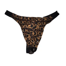 Vintage Sexy Fredericks of Hollywood Mens Sequin Thong G String Leopard Medium