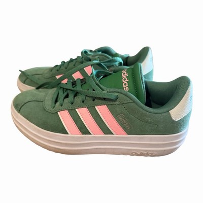 adidas VL Court Bold Women s Suede Low Top Sneakers Green Pink Ivory IH0365