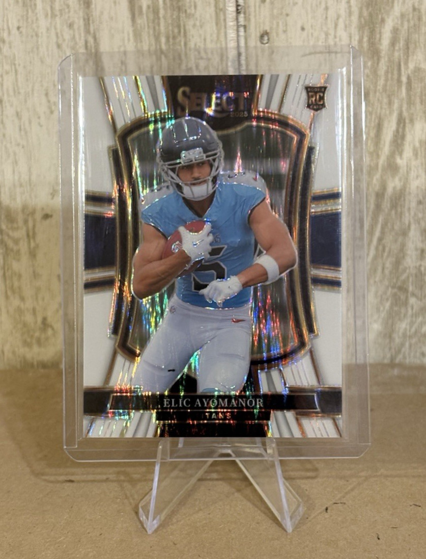 Elic Ayomanor White Prizm Shock /799 2025 Panini Select Premier Level #127 (RC)
