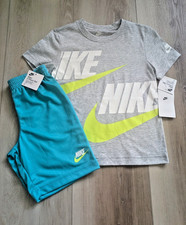 Nike Boys T-Shirt  Shorts Set Size 7 NWT Aqua Blue 2-Piece SET