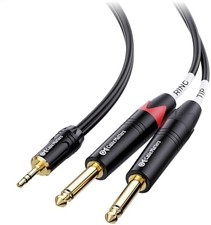 6 Feet 3.5mm to Dual 6.35mm Audio Splitter Cable