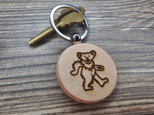 Laser Engraved Grateful Dead Bear Keychain **Both Sides Engraved** Great Gift!! - Picture 3 of 6