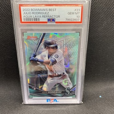 2022 Bowman's Best Julio Rodriguez RC Aqua Lava Refractor /199 Mariners PSA