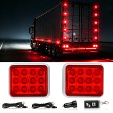 2x Magnetic Red Strobe Lights Emergency Flashing Hazard Light For Trucks Trailer