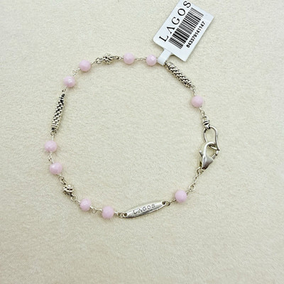 LAGOS Caviar Icon Pink Ceramic Beaded Bracelet Sterling Silver Stackable