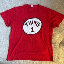 Dr. Seuss THING 1 One T-shirt Size L Cat In The Hat Red Crew Neck
