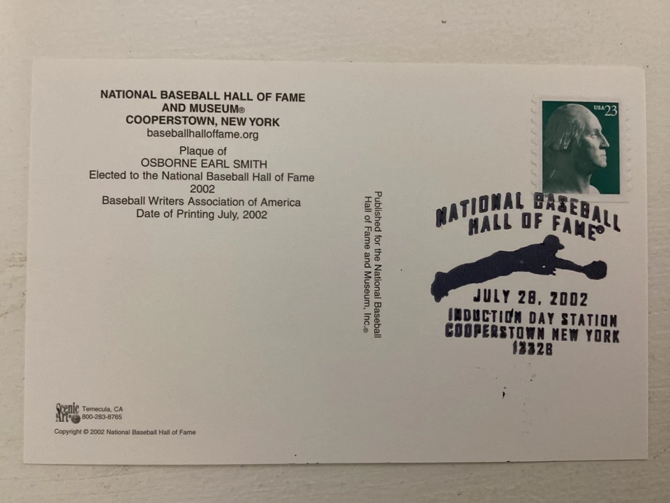 Placa de patio 2002 con matasellos en patio día de inducción 28/07/02 postal Ozzie Smith. Foto 2 de 2