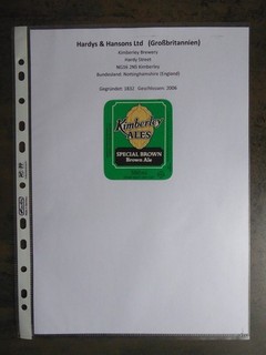 Bieretiketten GB Kimberley Hardys & Hansons Ltd