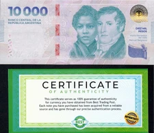 Argentina 10000 Pesos QTY 1 Pcs UNC Banknote 2024