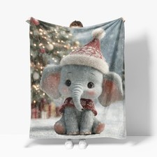 Elephant Throw Blanket Soft Warm Cozy Fuzzy Plush Fleece Christmas 40x50 Inch