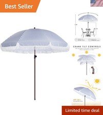Lightweight 7.5Ft UV Protection Umbrella with Fringe for Beach  Garden