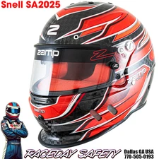 Zamp RZ-67D Auto Racing Helmet Flo Red/Light Red Snell SA2025