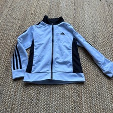 Adidas Kids Black White Three Stripe Full Zip Track Jacket Size 5 Streetwear