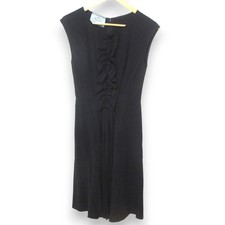 PRADA Ruffle Design Stretch Sleeveless Dress P396U Size 38 Black Women USED
