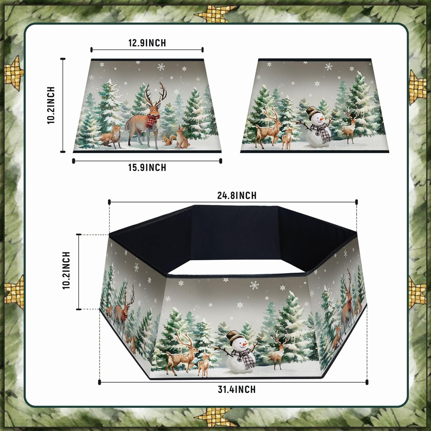 Christmas Tree Collars,Elk Snowman Christmas Tree Stand Base Cover Christmas Tre
