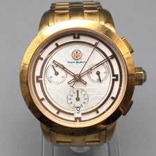 Tory Burch Womens Watch 37mm Rose Gold Tone Chronograph TBW1033 New Battery 6"