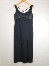 Vintage Black Long Evening Dress Size 12 | Satin Bodice | Strappy Back