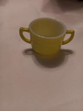 Hazel Atlas Little Hostess Sierra Moderntone Platonite Yellow Open Sugar Bowl