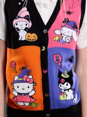 Sanrio Hello Kitty and Friends Halloween Grid Girls Sweater Vest L New Tags NWT