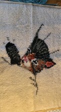 Finished Latch Hock Rug Wall Hanging Sleeping Cat 34" X 24"