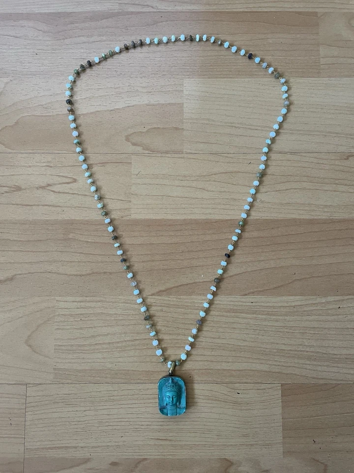 Collar Colgante Buda Talismán con Piedras Preciosas Amuleto Joyería Buda Sagrado Foto 2 de 4