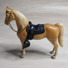 Vintage Breyer Palomino Tan Western Horse Saddle Reins Toy Plastic 8" Animal