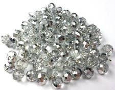 72 Gray-Silver Metallic Czech 10x7.5mm Rondelle Glass Faceted Bead w /Jump Rings