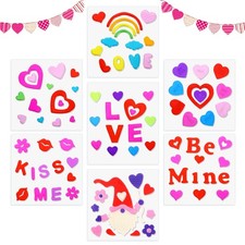 7 Sheets Valentine's Day Window Gel Clings Heart Love Gnome Be Mine Kiss Me Wind