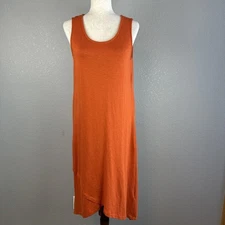 Chico's Tulip Hem Maxi Tank Shift Dress Size 1 M Orange Cotton Modal Jersey