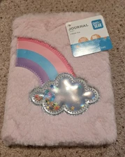 New Pen+Gear Faux Fur Rainbow Cloud Journal Ruled Pages Book