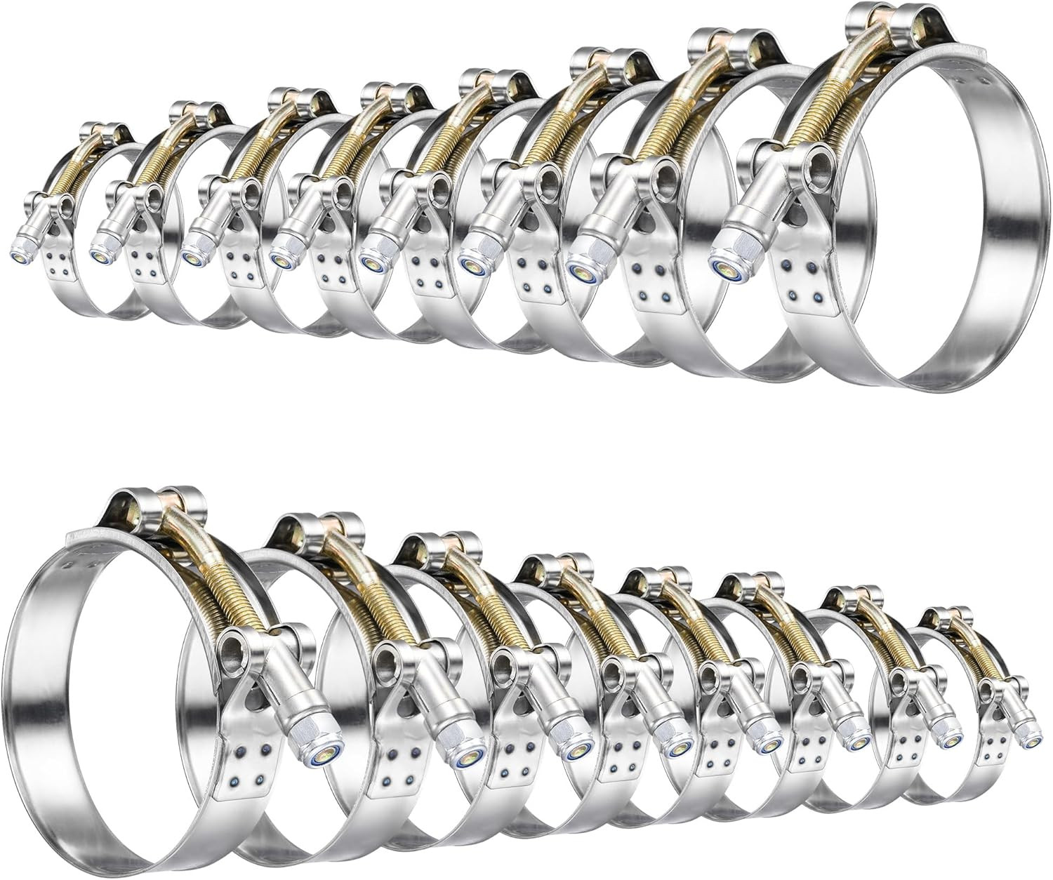 16Pack T Bolt Hose Clamps Set, 8 Size 3/4